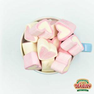 Marshmallows Καρδιά Ρόζ Λευκή